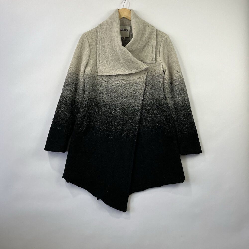 BB Dakota Wool Blend Draped Open Front Coat Jacket Women’s XS Ombre Stretch - Picture 6 of 11